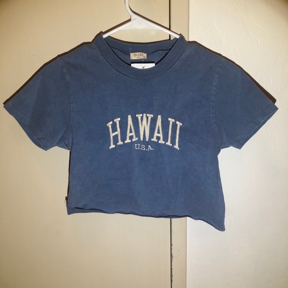 Brandy Melville Helen Embroidered Hawaii Crop Top